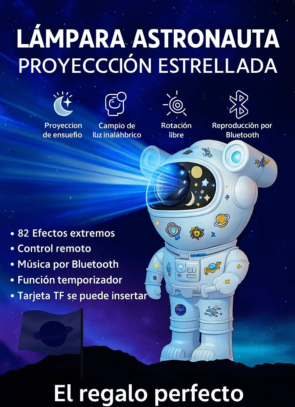 Astronauta Proyector Nebulosas + Control